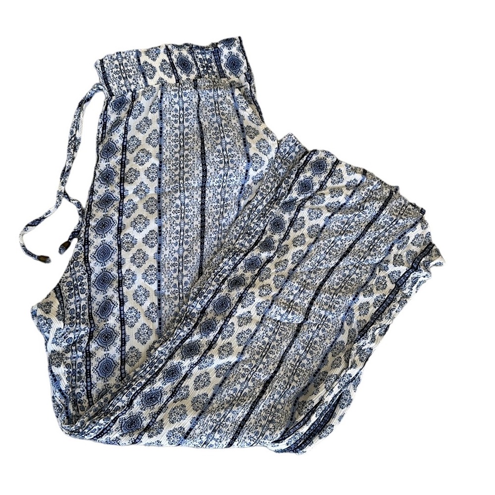 Chic Boho Vibes: JOE B by Joe Benbasset Blue and White XL Rayon Pants